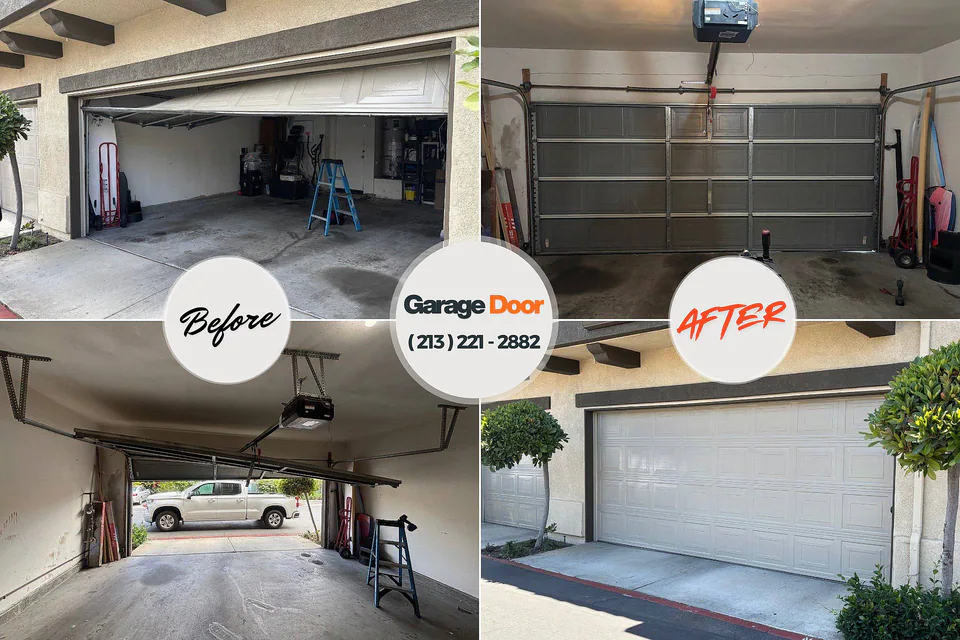 Before and after: garage door repair Los Chaves, NM